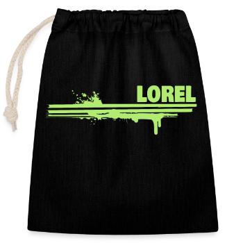 Farbklecks Lorel - Verschließbarer Geschenkbeutel aus Baumwolle (25x30cm) - Schwarz - Vorne