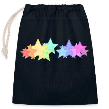 bunte Sterne - Verschließbarer Geschenkbeutel aus Baumwolle (25x30cm) - Navy - Vorne