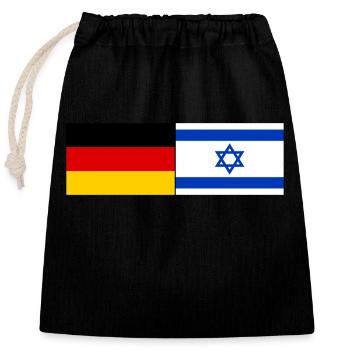 Allemagne Israël Drapeau - Sac cadeau en coton avec cordon (25 x 30 cm) - noir - Devant