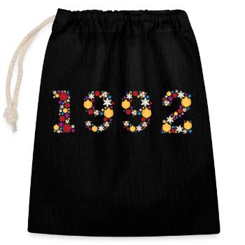 Fleurs 1992 - Sac cadeau en coton avec cordon (25 x 30 cm) - noir - Devant