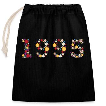 Flowers 1995 - Closable cotton gift bag (25x30cm) - black - Front