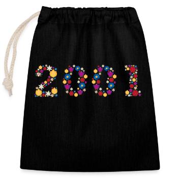 Fleurs 2001 - Sac cadeau en coton avec cordon (25 x 30 cm) - noir - Devant