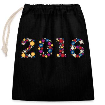Fleurs 2016 - Sac cadeau en coton avec cordon (25 x 30 cm) - noir - Devant