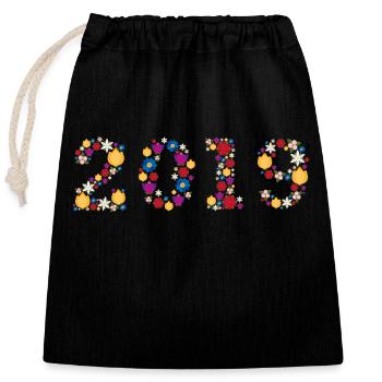 Fleurs 2019 - Sac cadeau en coton avec cordon (25 x 30 cm) - noir - Devant