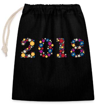 Fleurs 2018 - Sac cadeau en coton avec cordon (25 x 30 cm) - noir - Devant