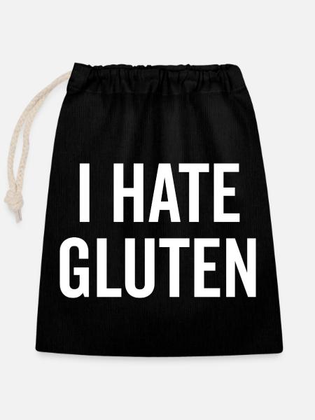 Ich hasse Gluten - Verschließbarer Geschenkbeutel aus Baumwolle (25x30cm) - Schwarz