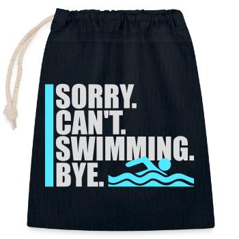 Sorry Can't Swimming Bye Schwimmer Ausrede Humor - Verschließbarer Geschenkbeutel aus Baumwolle (25x30cm) - Navy - Vorne