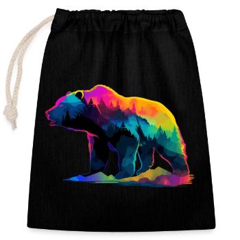 L’ours dans les montagnes - Sac cadeau en coton avec cordon (25 x 30 cm) - noir - Devant