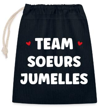 Team Soeurs Jumelées - Sac cadeau en coton avec cordon (25 x 30 cm) - bleu marine - Devant