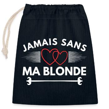 Couple Homme St Valentin Humour - Sac cadeau en coton avec cordon (25 x 30 cm) - bleu marine - Devant