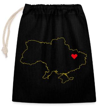 Carte de l’Ukraine - Design minimaliste doré - Sac cadeau en coton avec cordon (25 x 30 cm) - noir - Devant