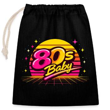 80s Neon Baby - Closable cotton gift bag (25x30cm) - black - Front
