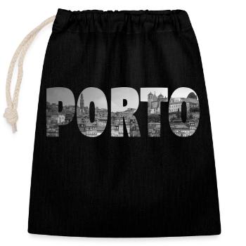 Porto Portugal - Sac cadeau en coton avec cordon (25 x 30 cm) - noir - Devant