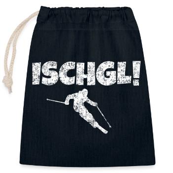 Ischgl skieur (blanc) après-ski neige hiver - Sac cadeau en coton avec cordon (25 x 30 cm) - bleu marine - Devant