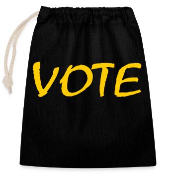 Vote - Verschließbarer Geschenkbeutel aus Baumwolle (25x30cm) - Schwarz - Vorne