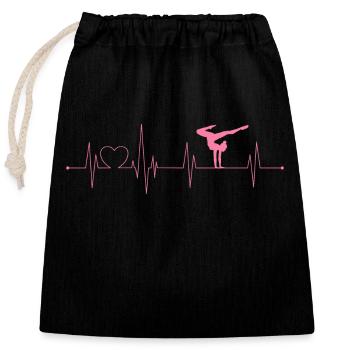 Gymnastique Rythme cardiaque - Sac cadeau en coton avec cordon (25 x 30 cm) - noir - Devant