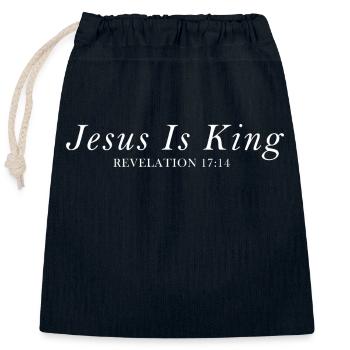 Jesus ist König - Offenbarung 17,14 - Verschließbarer Geschenkbeutel aus Baumwolle (25x30cm) - Navy - Vorne
