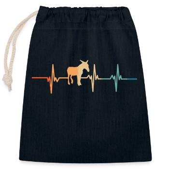 Donkey Heartbeat - Closable cotton gift bag (25x30cm) - navy - Front