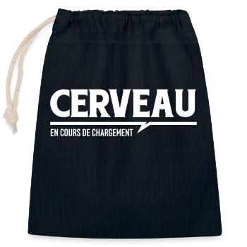 Cerveau en cours de chargement - Sac cadeau en coton avec cordon (25 x 30 cm) - bleu marine - Devant