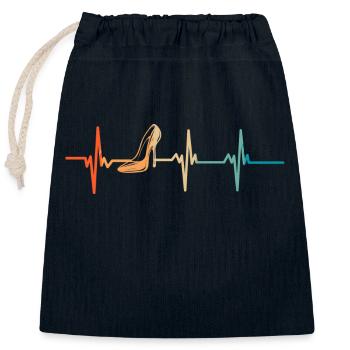 Heartbeat Schuh mit Absatz - Verschließbarer Geschenkbeutel aus Baumwolle (25x30cm) - Navy - Vorne