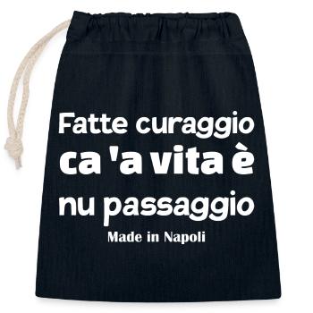 t-shirt Napoli t-shirt Neapolitan proverb - Closable cotton gift bag (25x30cm) - navy - Front