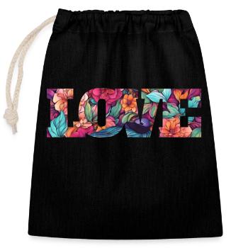 Love - Closable cotton gift bag (25x30cm) - black - Front