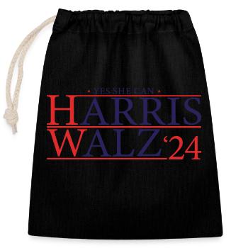 Kamala Walz 2024 - Kamala für die Präsidentin - Verschließbarer Geschenkbeutel aus Baumwolle (25x30cm) - Schwarz - Vorne