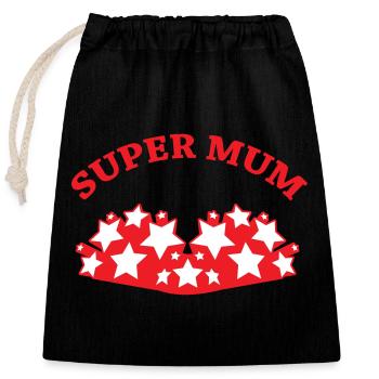 Super Maman - Fête des Mères - Sac cadeau en coton avec cordon (25 x 30 cm) - noir - Devant