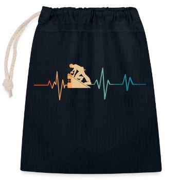 Battement de coeur rétro couvreur - Sac cadeau en coton avec cordon (25 x 30 cm) - bleu marine - Devant