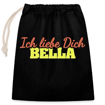 Dear Bella, - Closable cotton gift bag (25x30cm) - black - Front
