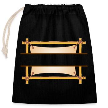 Bamboo Frame – Oriental Style with Your Text - Closable cotton gift bag (25x30cm) - black - Front