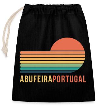 Abufeira Portugal Retro - Verschließbarer Geschenkbeutel aus Baumwolle (25x30cm) - Schwarz - Vorne