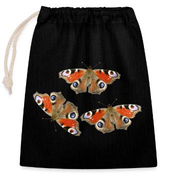 Papillons œil de paon en amour Œil de paon - Sac cadeau en coton avec cordon (25 x 30 cm) - noir - Devant