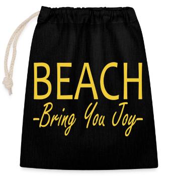 Beach bring you joy - Verschließbarer Geschenkbeutel aus Baumwolle (25x30cm) - Schwarz - Vorne