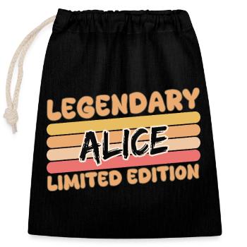 Alice - Sac cadeau en coton avec cordon (25 x 30 cm) - noir - Devant