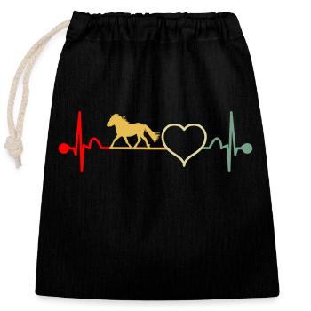 Shetland Pony Shetland Pony Heartbeat Rétro - Sac cadeau en coton avec cordon (25 x 30 cm) - noir - Devant
