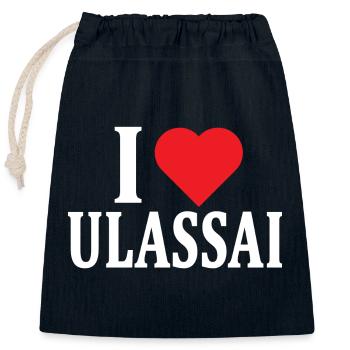 T-Shirt Io amo Ulassai T-Shirt Sardinien - Verschließbarer Geschenkbeutel aus Baumwolle (25x30cm) - Navy - Vorne