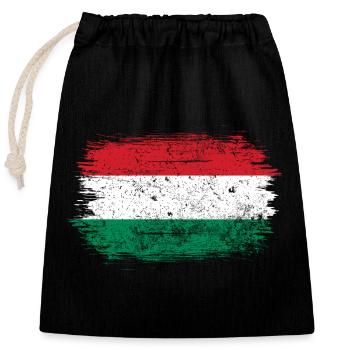 Hungarian Brush Flag Art - Closable cotton gift bag (25x30cm) - black - Front