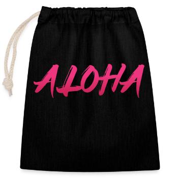 Aloha - Verschließbarer Geschenkbeutel aus Baumwolle (25x30cm) - Schwarz - Vorne
