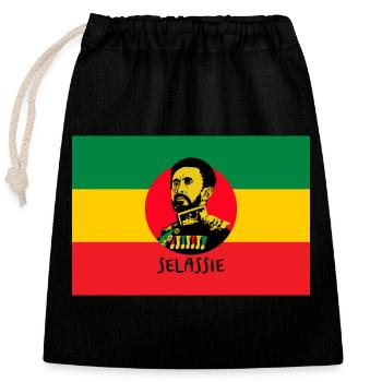 DRAPEAU REGGAE - HAILÉ SÉLASSIÉ - JAH RASTAFARI - Sac cadeau en coton avec cordon (25 x 30 cm) - noir - Devant