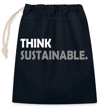 Think sustainable - Verschließbarer Geschenkbeutel aus Baumwolle (25x30cm) - Navy - Vorne