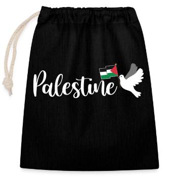 Dawlat Filastin Love Palestine Flag - Closable cotton gift bag (25x30cm) - black - Front