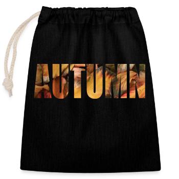 Automne - Sac cadeau en coton avec cordon (25 x 30 cm) - noir - Devant