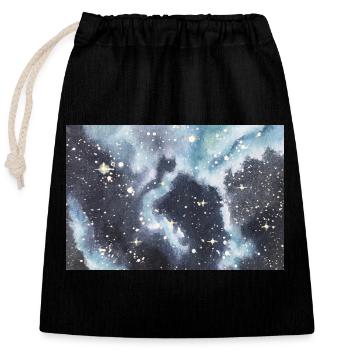 Galaxy Nebula Galaxie Nebel Nerd Astronomie space - Verschließbarer Geschenkbeutel aus Baumwolle (25x30cm) - Schwarz - Vorne