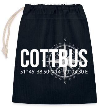 Koordinaten Cottbus - Verschließbarer Geschenkbeutel aus Baumwolle (25x30cm) - Navy - Vorne