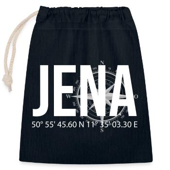 Koordinaten Jena - Verschließbarer Geschenkbeutel aus Baumwolle (25x30cm) - Navy - Vorne