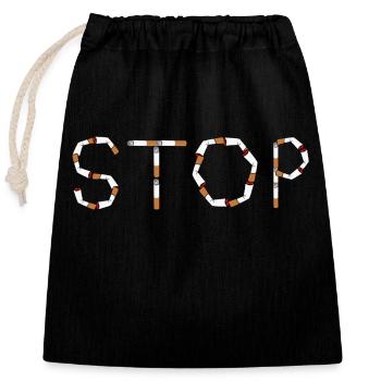 Stop Cigarettes - Closable cotton gift bag (25x30cm) - black - Front
