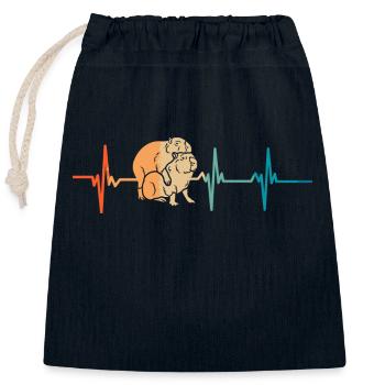 Capybara Heartbeat - Closable cotton gift bag (25x30cm) - navy - Front