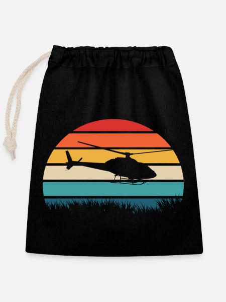 Helikopter Pilot Retro Geschenk - Verschließbarer Geschenkbeutel aus Baumwolle (25x30cm) - Schwarz