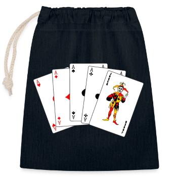 Five cards Five of a kind - Closable cotton gift bag (25x30cm) - navy - Front